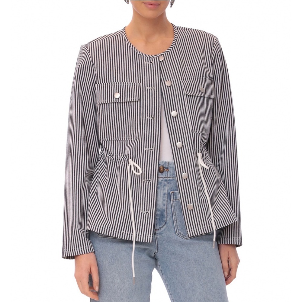 Bagatelle Collection Nautical Striped Collarless Jacket Small NWT 5453608